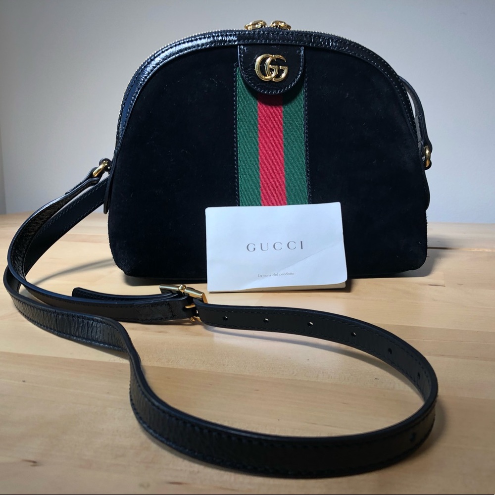 100% Gucci Ophidia Small Shoulder/Crossbody bag - Black Suede